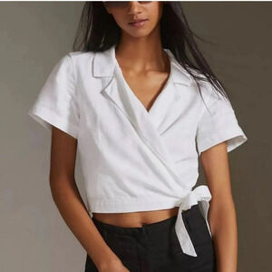 Anthropolgie Cloth & Stone Tie Waist Croped Top